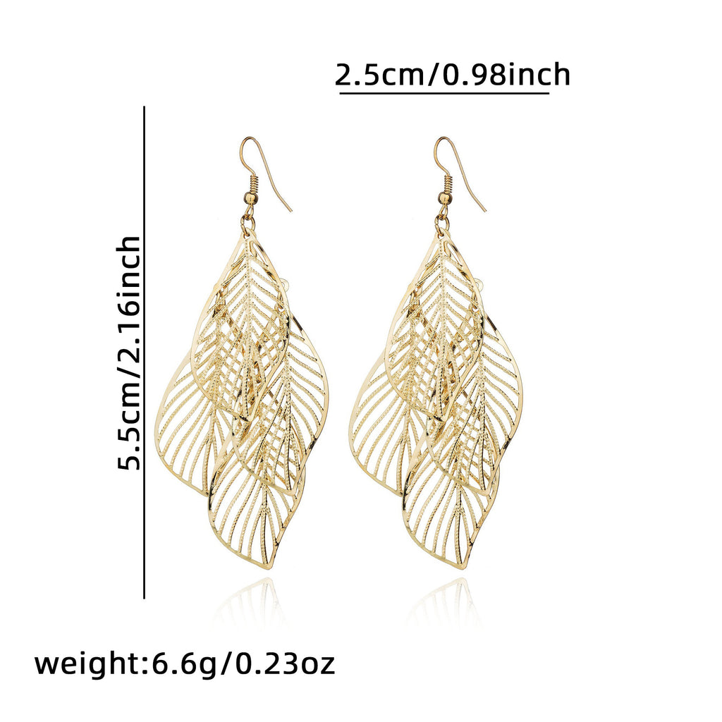 Layered Filigree Leaf Drop Earrings - view 1