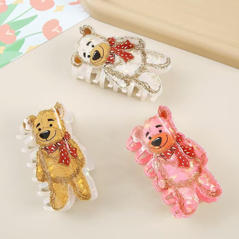 Glitter Teddy Bear Hair Claw Clip