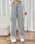 Wide Leg Cargo Pocket Sweatpants - Gray