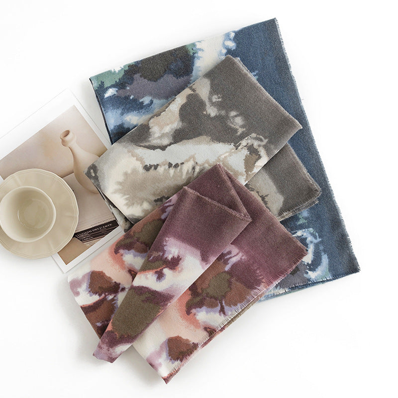 Watercolour Print Lightweight Long Scarf