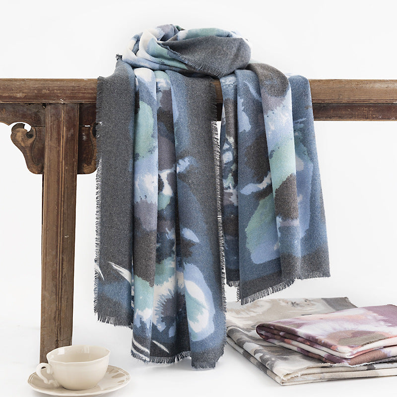 Watercolour Print Lightweight Long Scarf - view 1