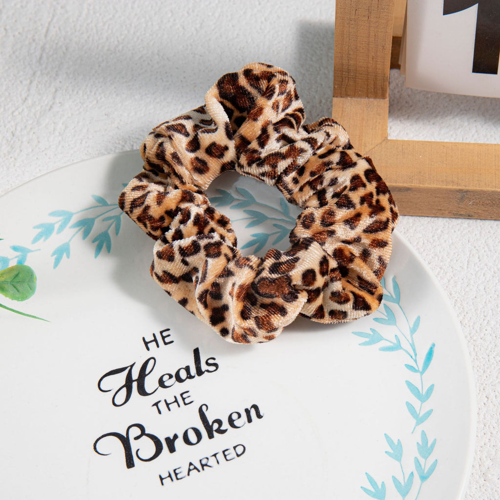 Soft Flannel Leopard Print Scrunchie - NO01