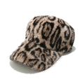 Faux Fur Leopard Print Baseball Cap - Khaki