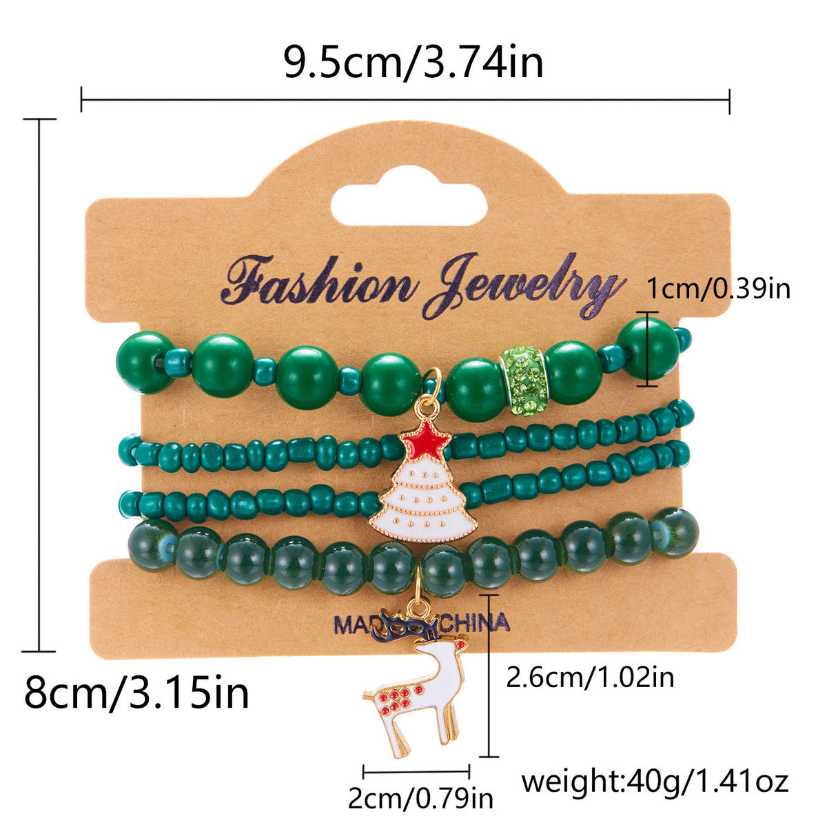 Festive Beaded Charm Bracelet Set - NO_03