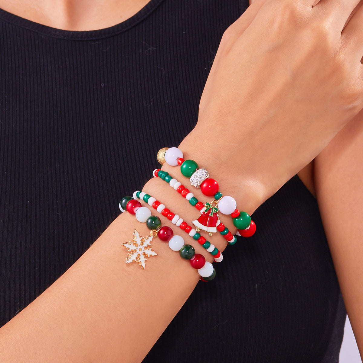 Festive Beaded Charm Bracelet Set - view 10