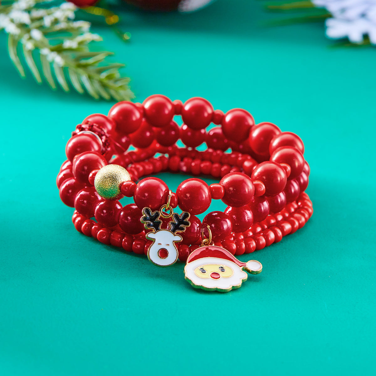 Festive Beaded Charm Bracelet Set - view 2