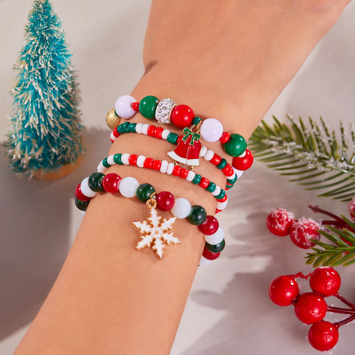 Festive Beaded Charm Bracelet Set - view 9