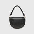Structured Half Moon Saddle Bag with Three Straps - Black
