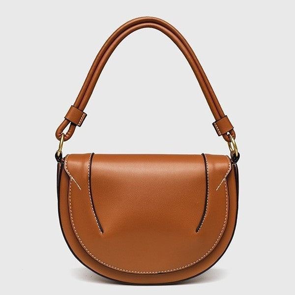 Structured Half Moon Saddle Bag with Three Straps
