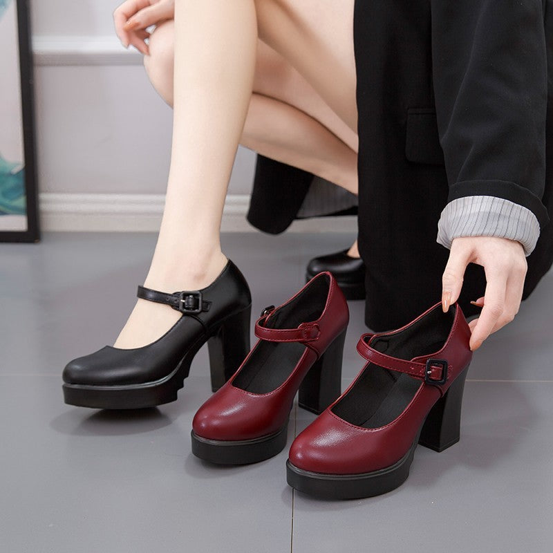 Platform Block Heel Mary Jane Pumps