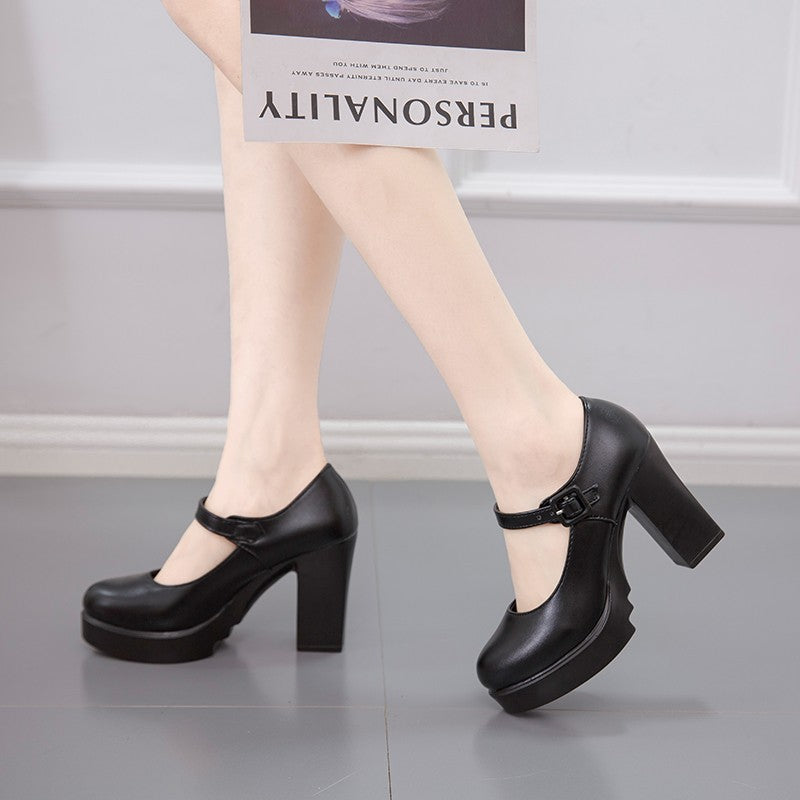 Platform Block Heel Mary Jane Pumps