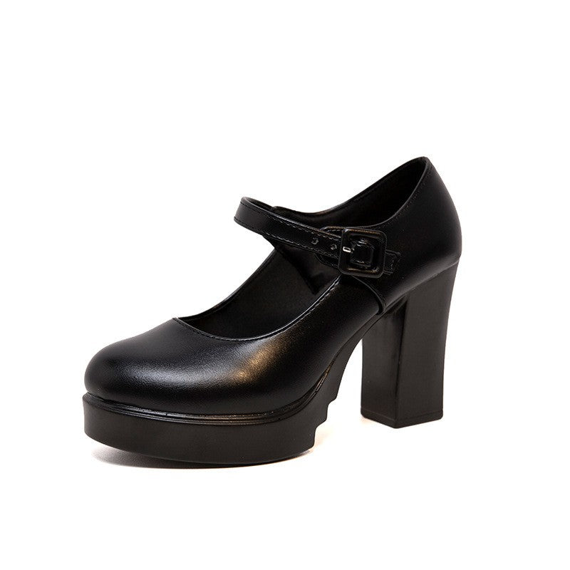 Platform Block Heel Mary Jane Pumps