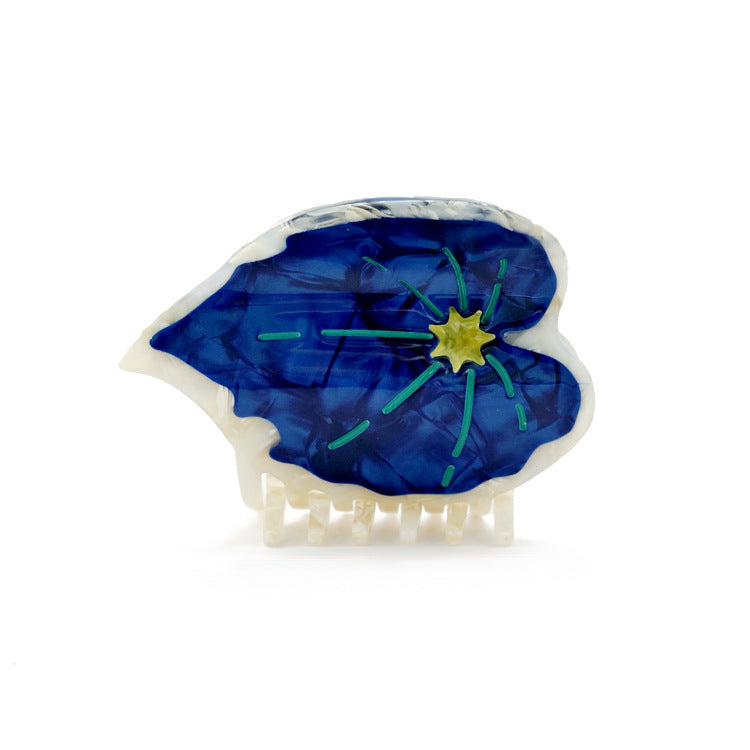 Anthurium Leaf Acetate Hair Claw Clip - Blue - 2