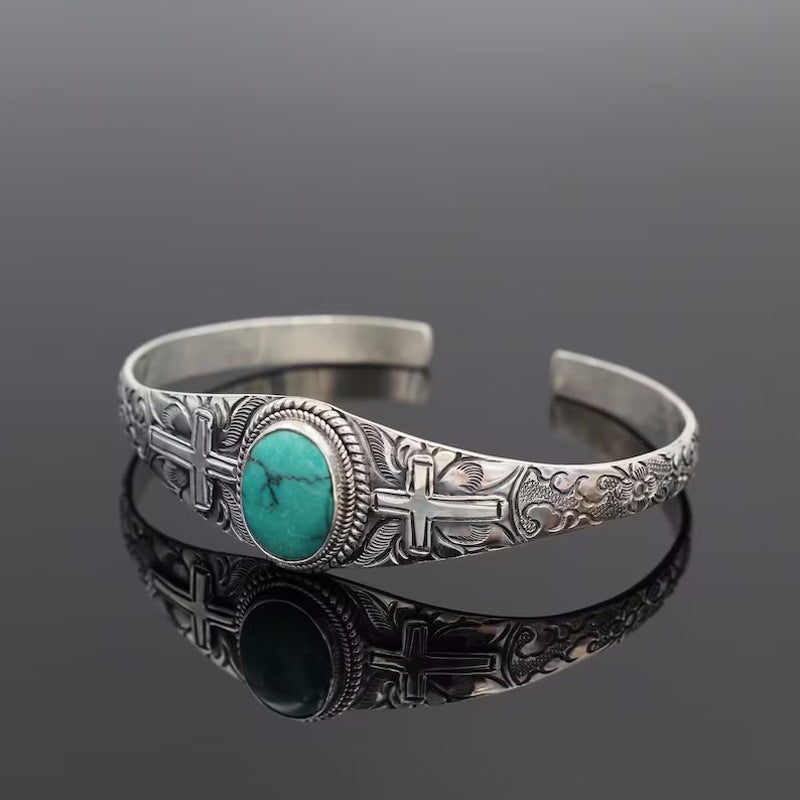 Southwestern Stone Inlay Cuff Bracelet - NO02