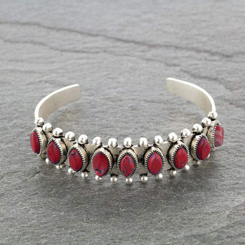 Southwestern Stone Inlay Cuff Bracelet - NO03