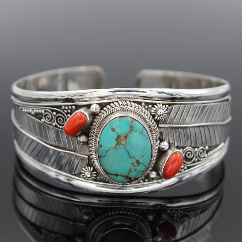 Southwestern Stone Inlay Cuff Bracelet - NO06