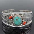 Southwestern Stone Inlay Cuff Bracelet - NO06