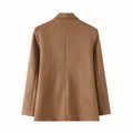 Faux Suede Shawl Collar Blazer - Brown