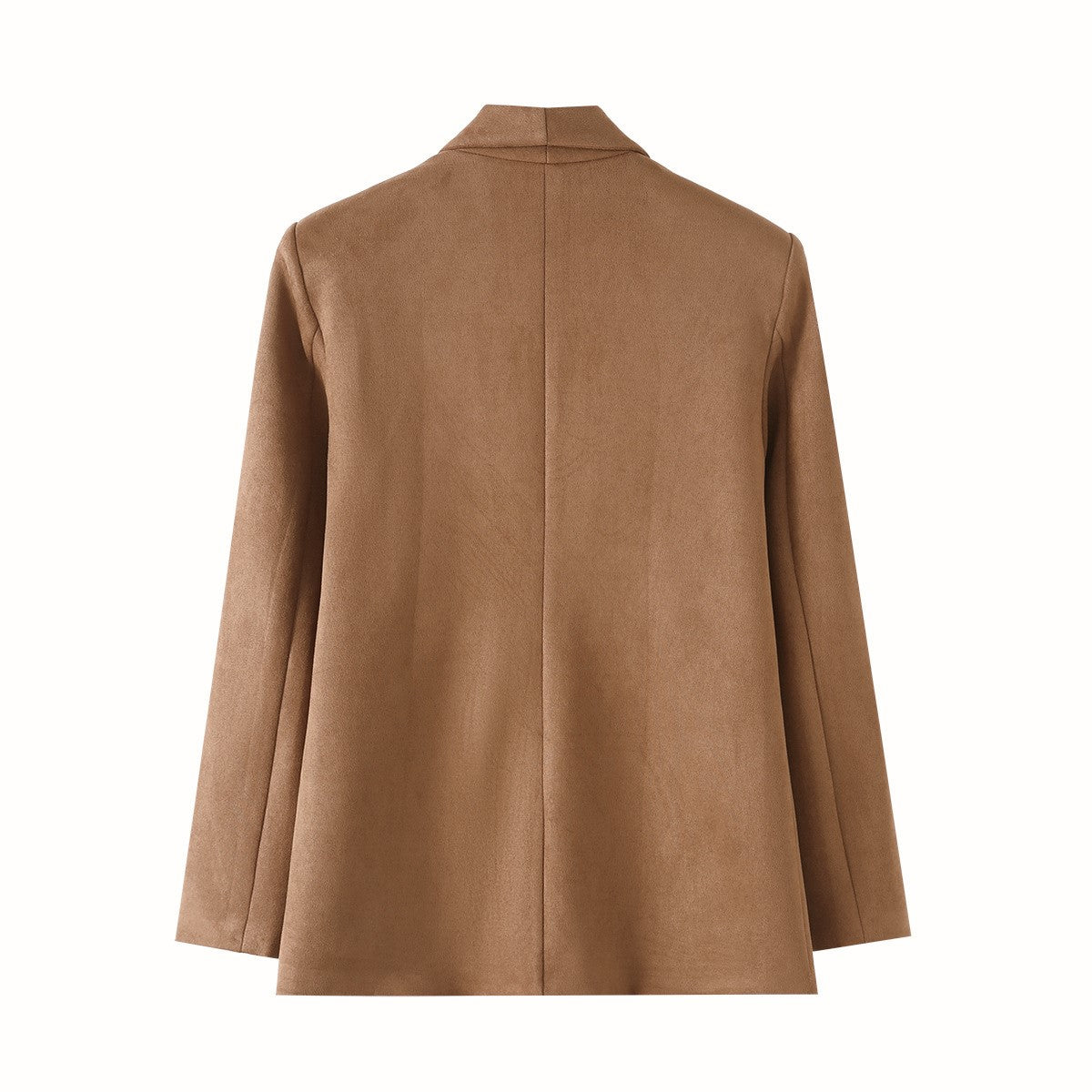Faux Suede Shawl Collar Blazer - Brown