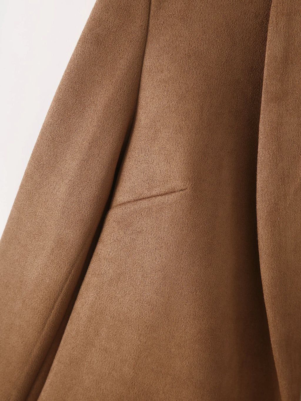 Faux Suede Shawl Collar Blazer - Brown - 3
