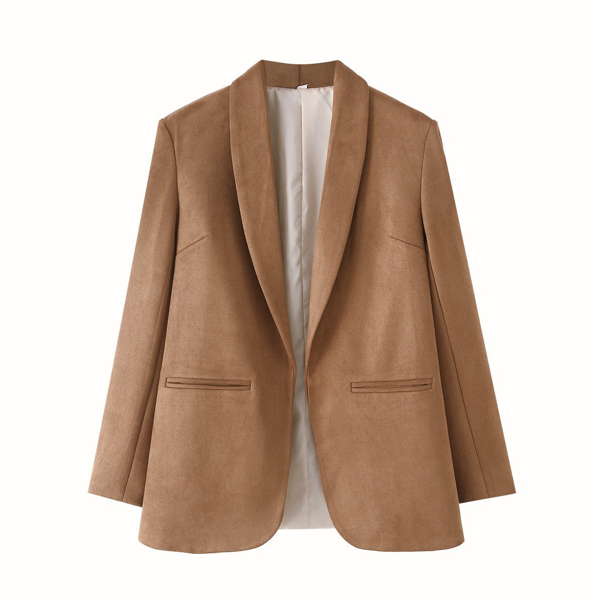 Faux Suede Shawl Collar Blazer