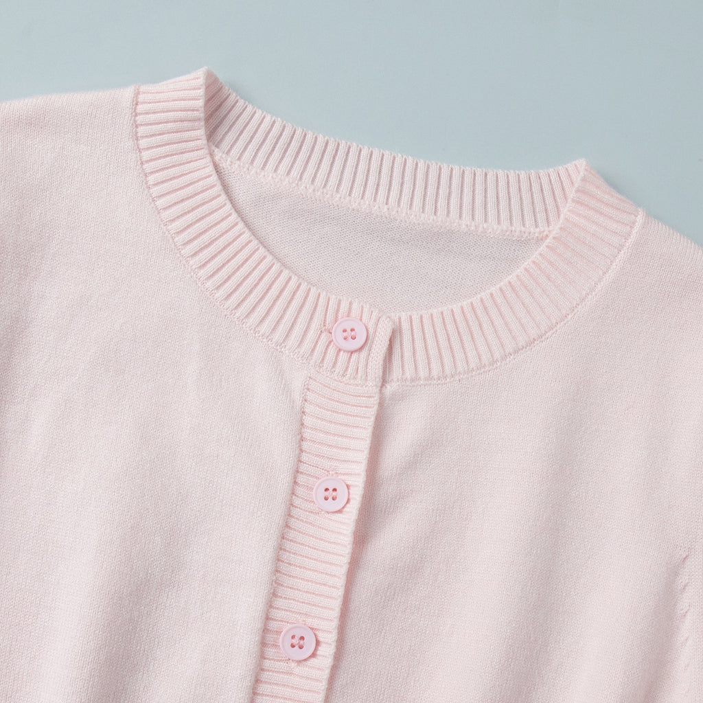Slim Fit Ribbed Button Front Cardigan - Pink - 2