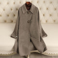 Brushed Wool Toggle Button Long Swing Coat - Taupe