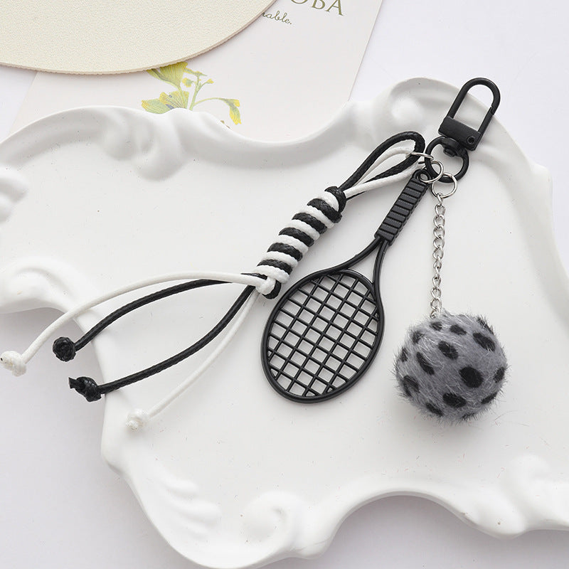 Mini Sports Ball Keychain Bag Charm - Black