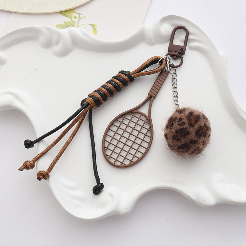 Mini Sports Ball Keychain Bag Charm - Brown