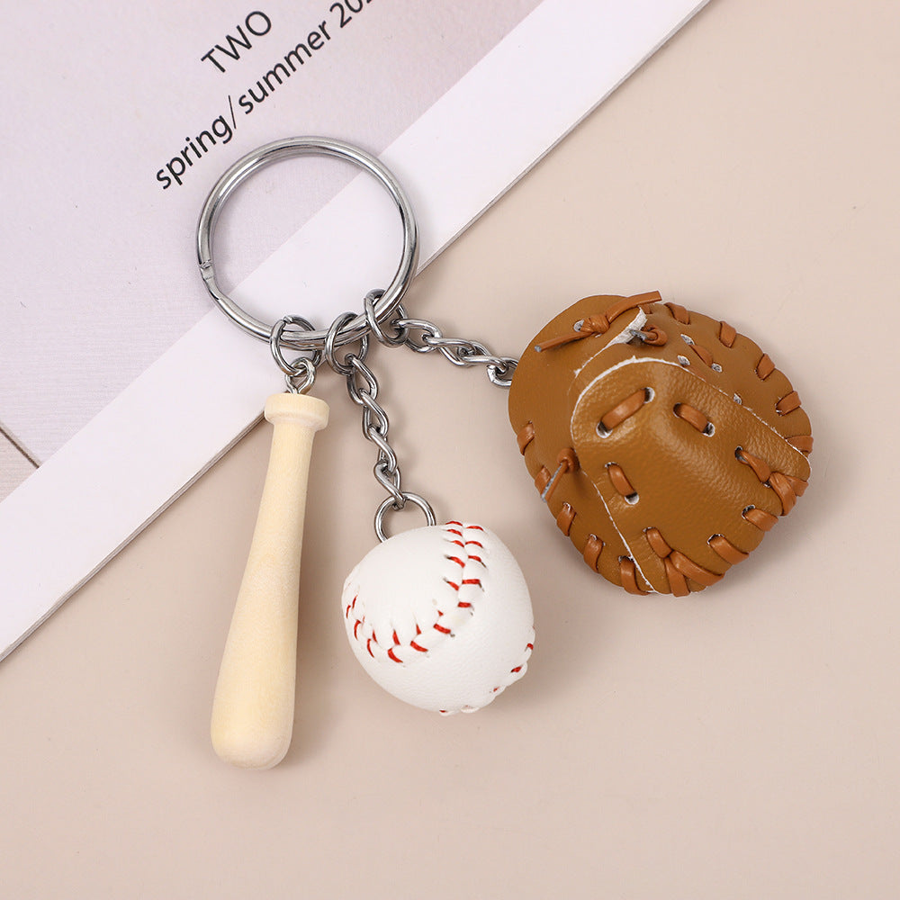 Mini Sports Ball Keychain Bag Charm - L_Coffee