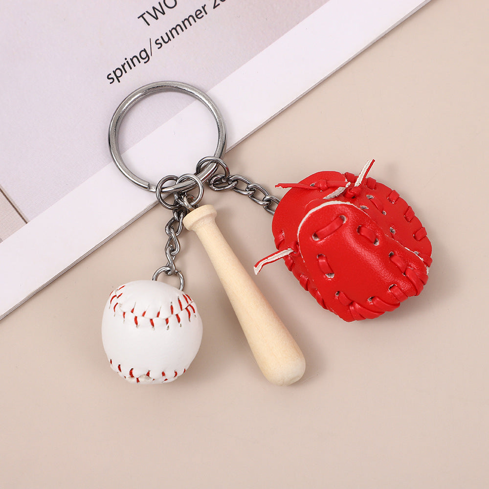 Mini Sports Ball Keychain Bag Charm - L_Red