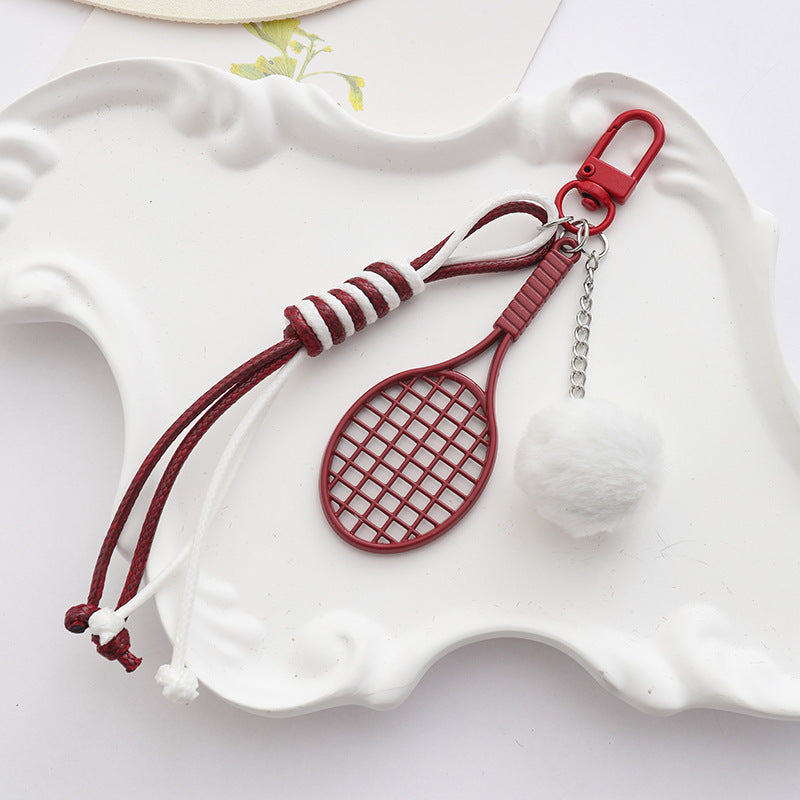 Mini Sports Ball Keychain Bag Charm - Red