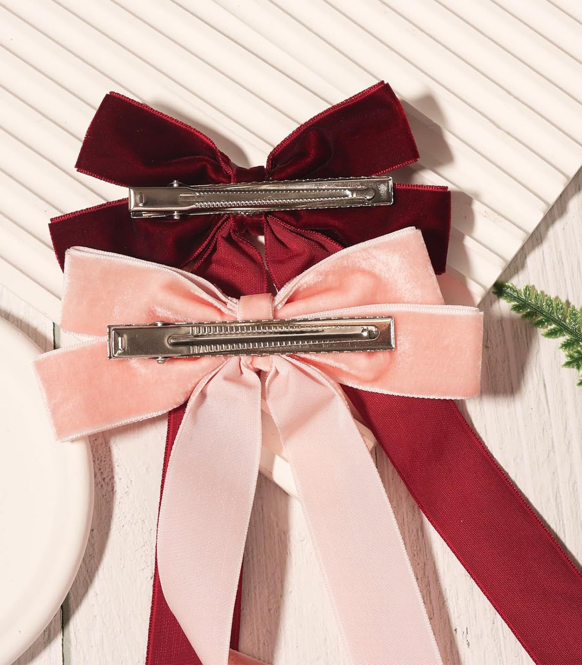 Velvet Ribbon Tail Bow Hair Clip - view 4