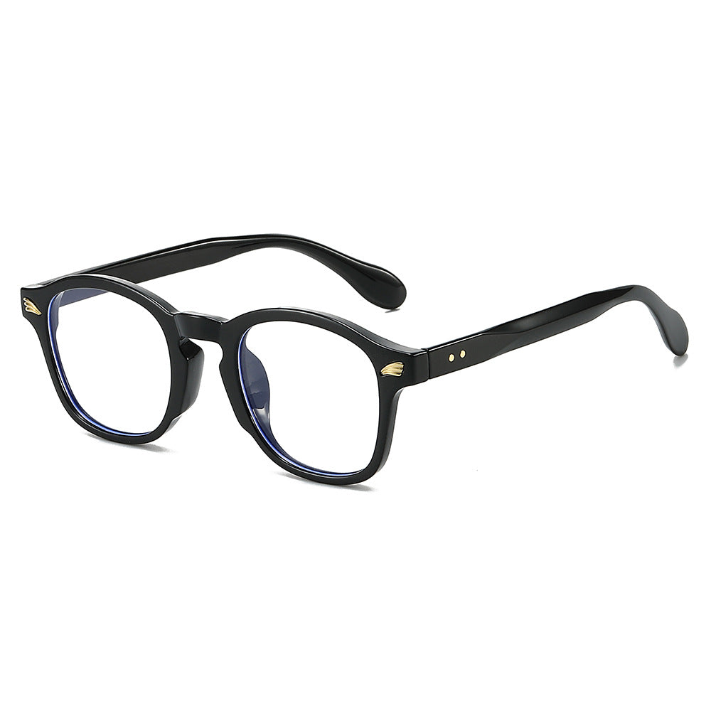 Keyhole Bridge Metal Accent Square Eyeglasses - Black