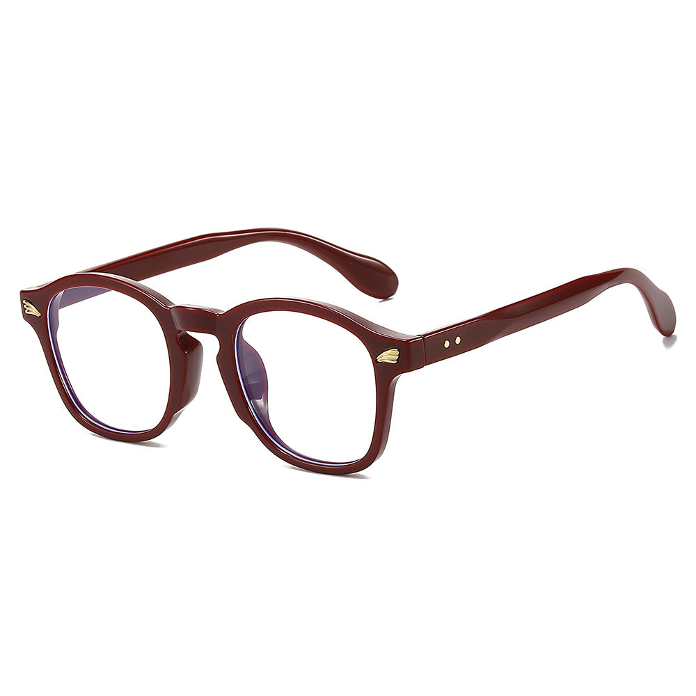 Keyhole Bridge Metal Accent Square Eyeglasses - DarkRed
