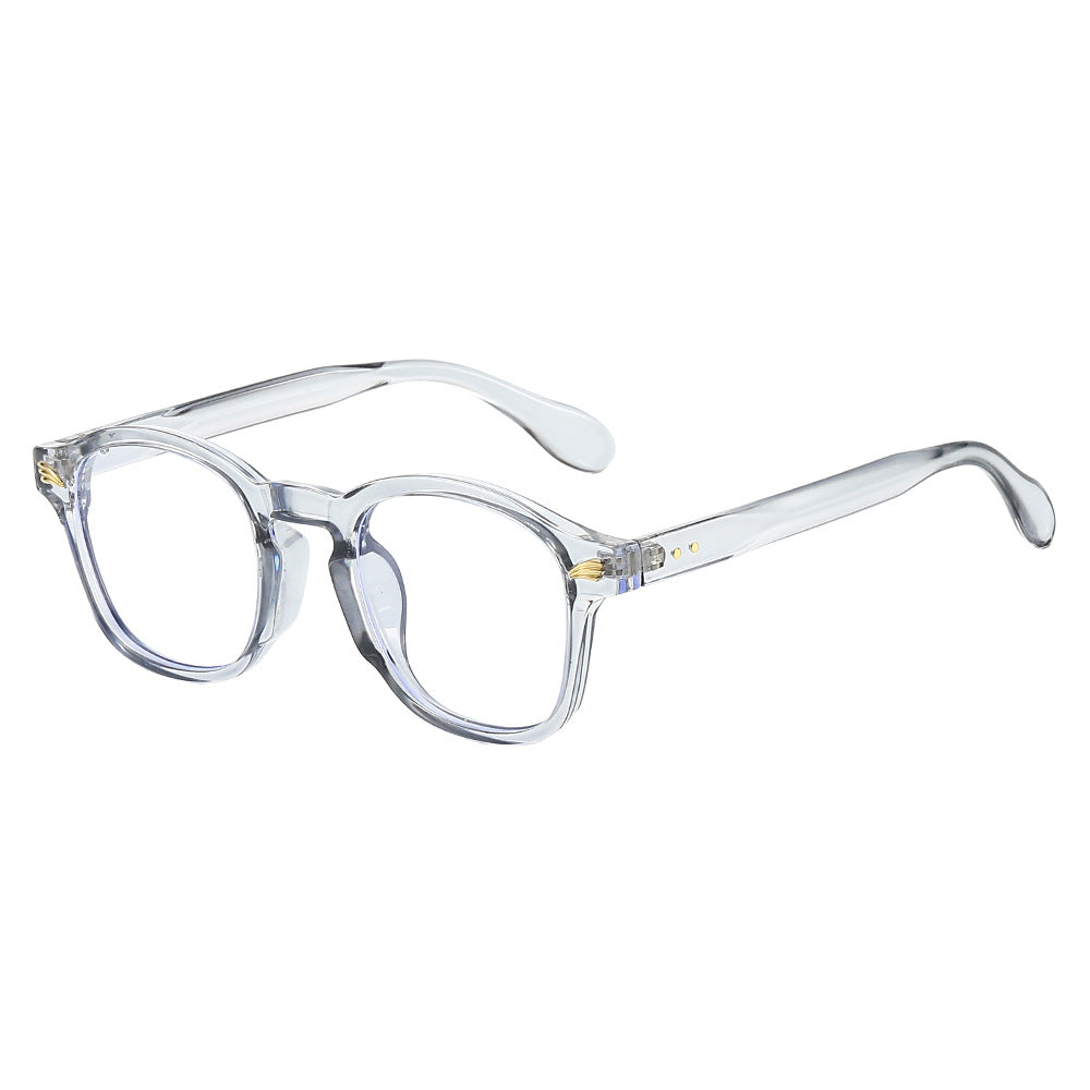 Keyhole Bridge Metal Accent Square Eyeglasses - Grey