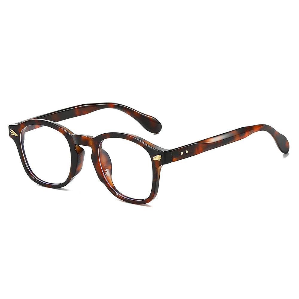 Keyhole Bridge Metal Accent Square Eyeglasses - Leopard
