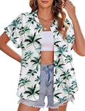 Tropical Print Short Sleeve Camp Shirt - White