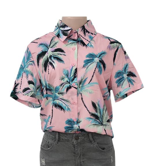 Tropical Print Short Sleeve Camp Shirt