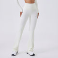 Crisscross Cutout Waist Flare Yoga Leggings - Egret White