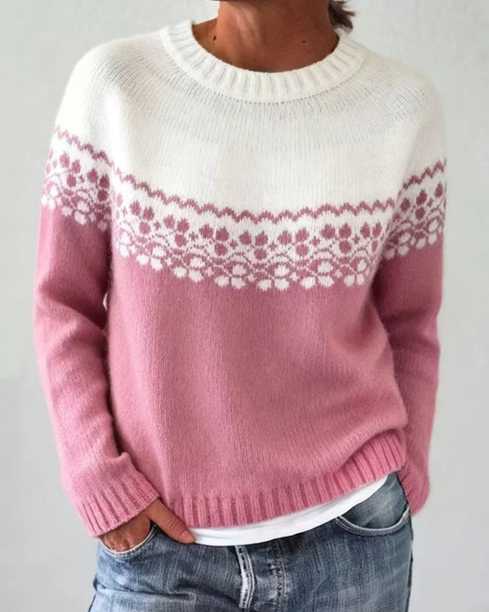 Nordic Geometric Yoke Knit Sweater - C1