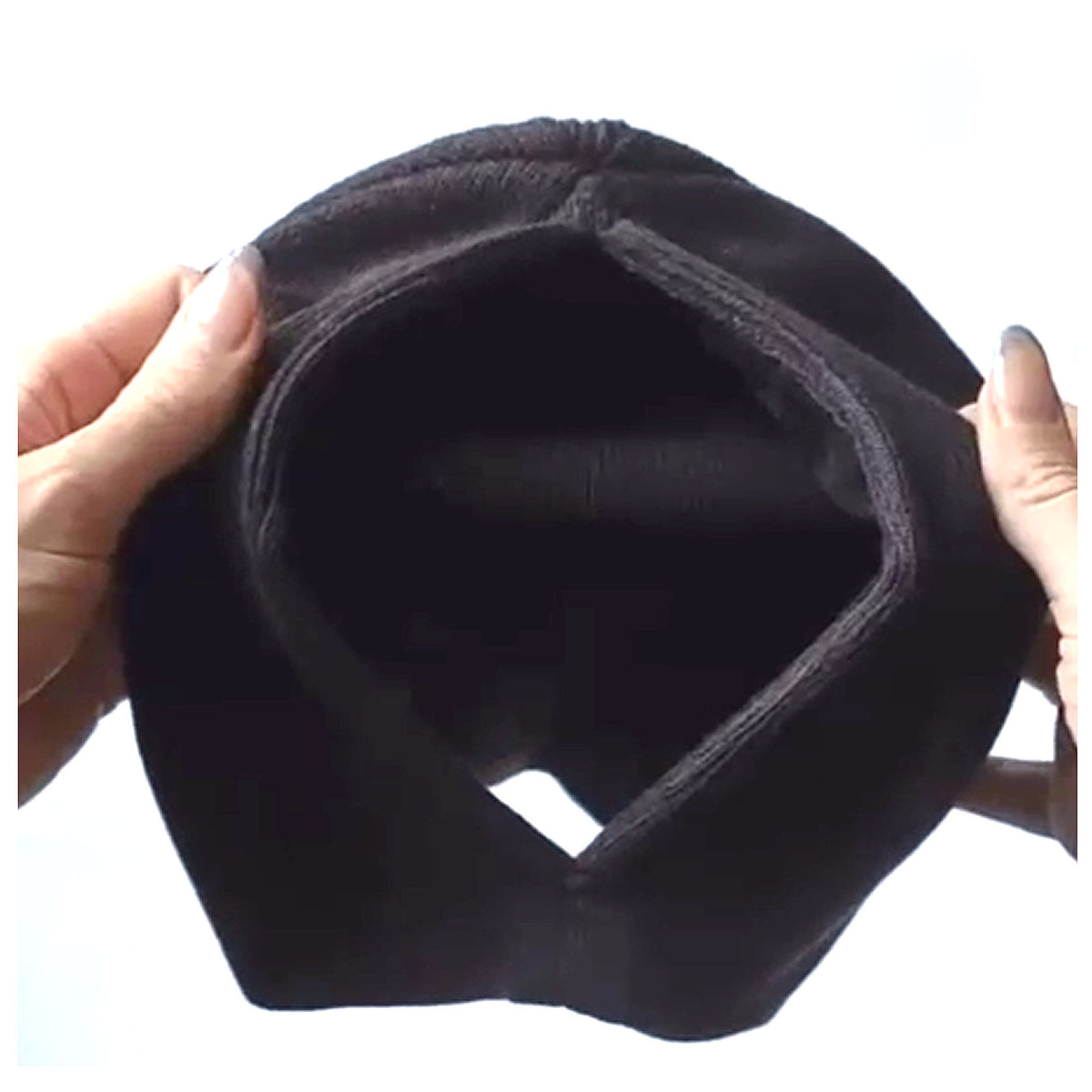 Ribbed Knit Ponytail Beanie with Back Opening - Black - 1