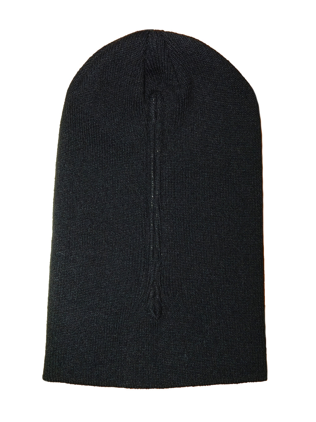Ribbed Knit Ponytail Beanie with Back Opening - Black - 2