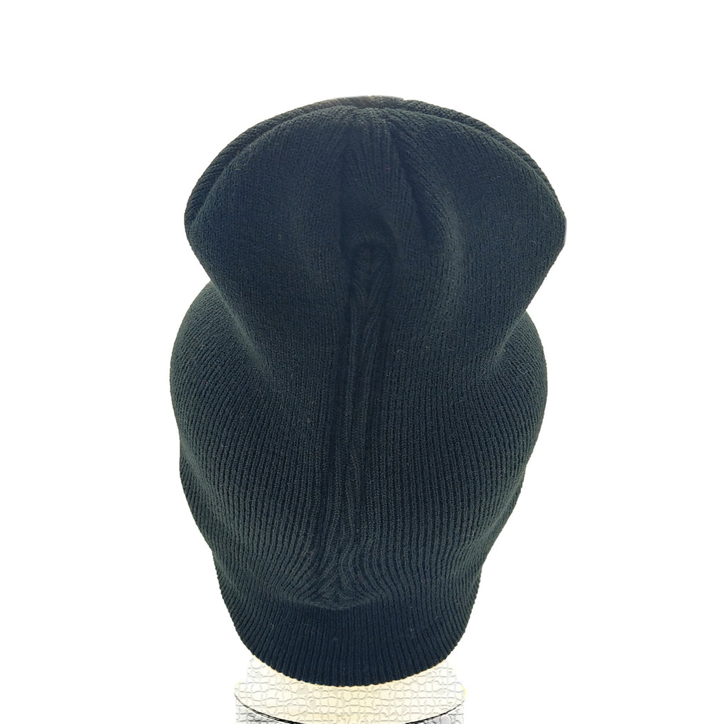 Ribbed Knit Ponytail Beanie with Back Opening - Black - 4