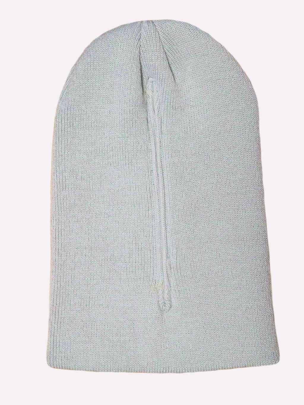 Ribbed Knit Ponytail Beanie with Back Opening - Grey - 2