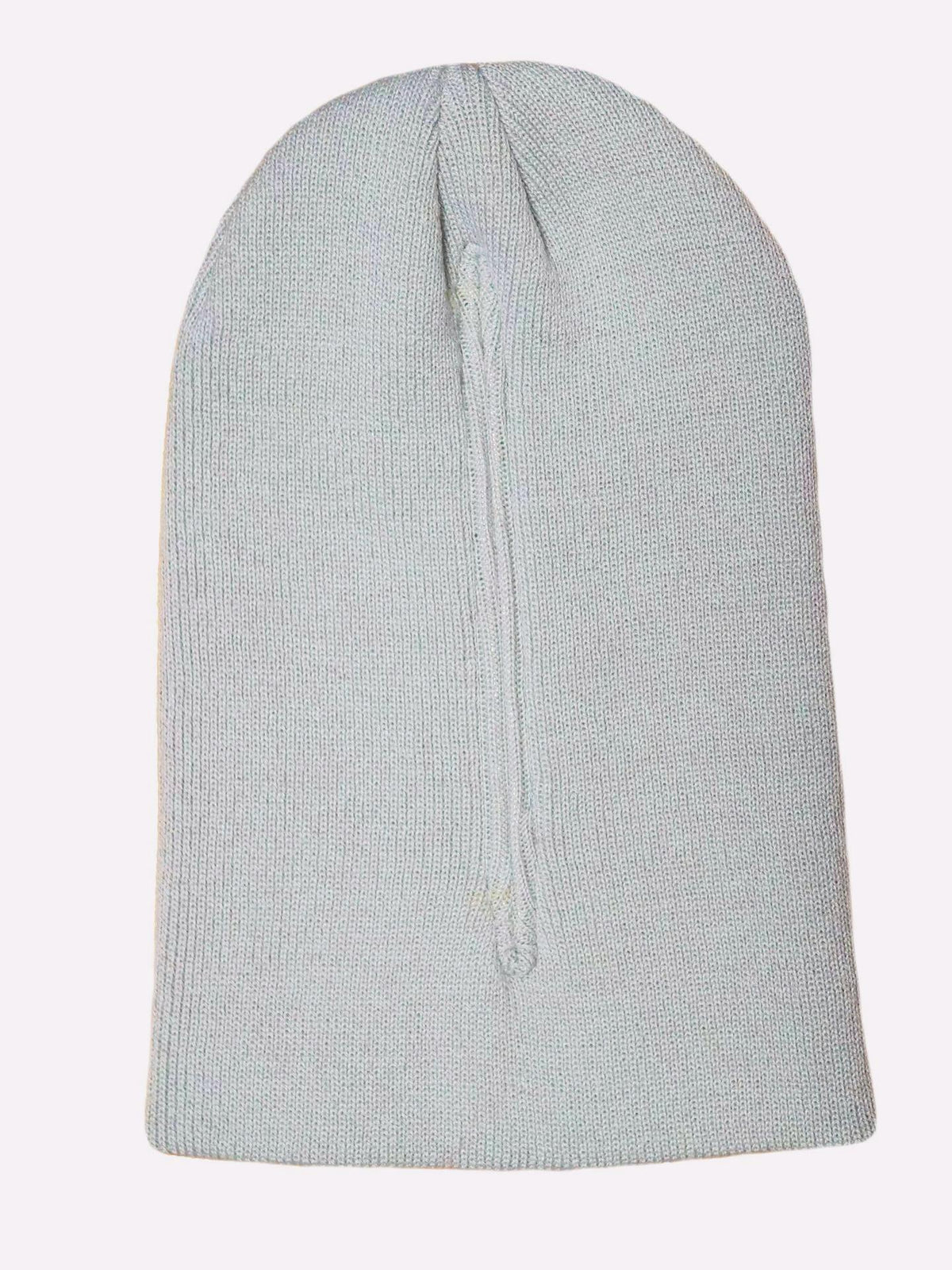 Ribbed Knit Ponytail Beanie with Back Opening - Grey - 2