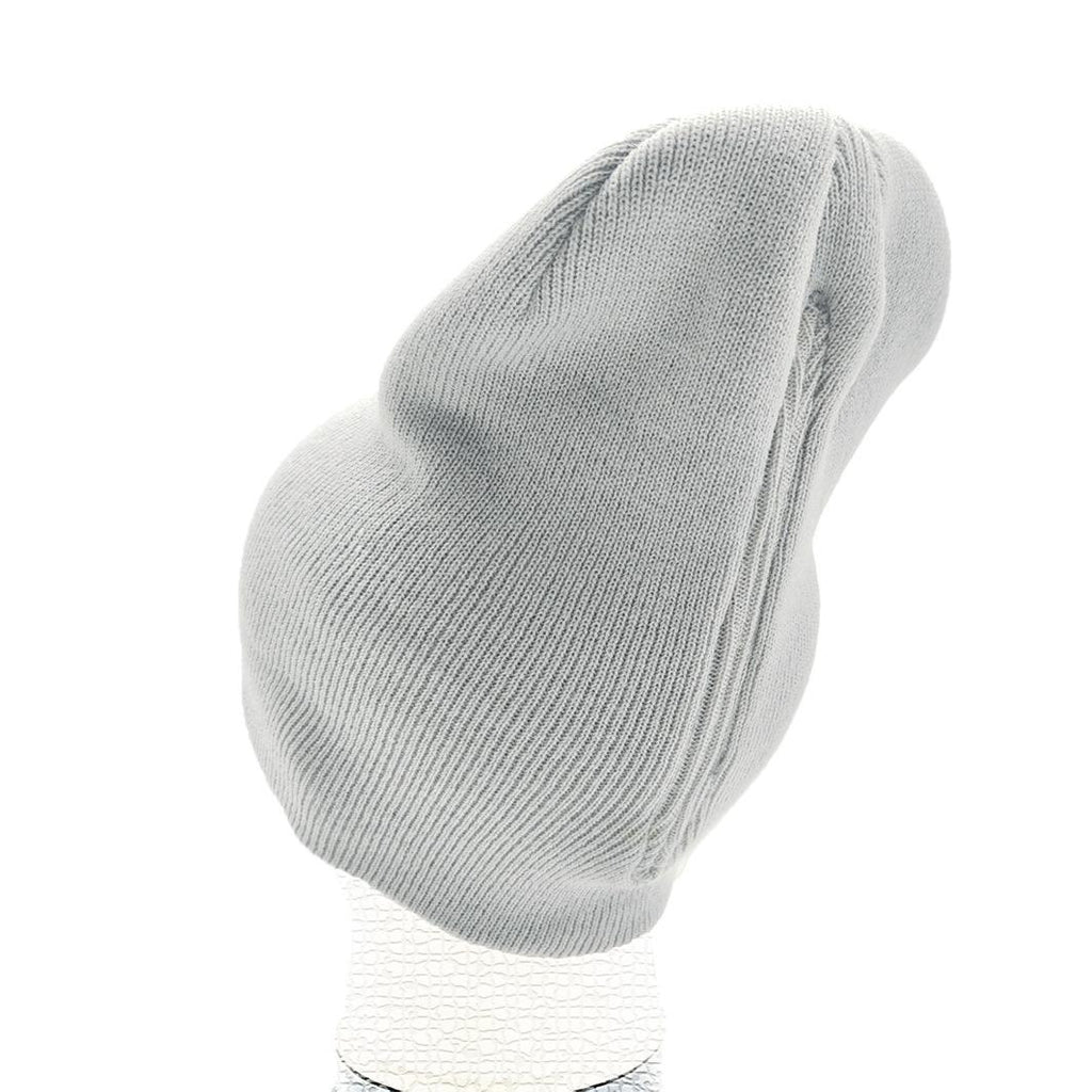 Ribbed Knit Ponytail Beanie with Back Opening - Grey - 3