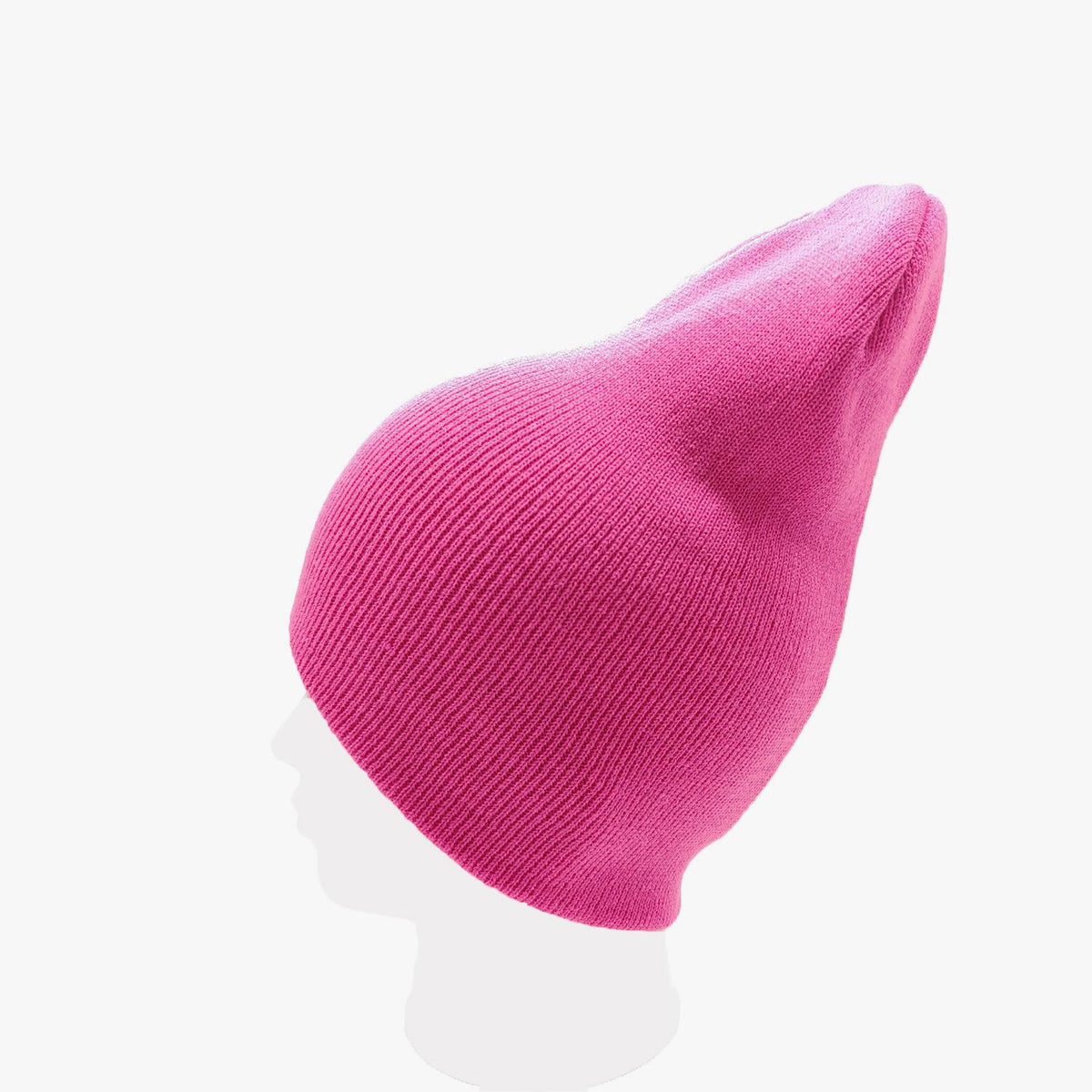 Ribbed Knit Ponytail Beanie with Back Opening - Rose_Red - 2