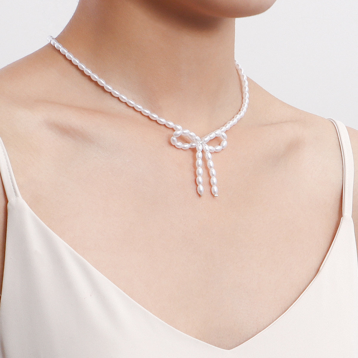 Pearl Bow Choker Necklace - view 1