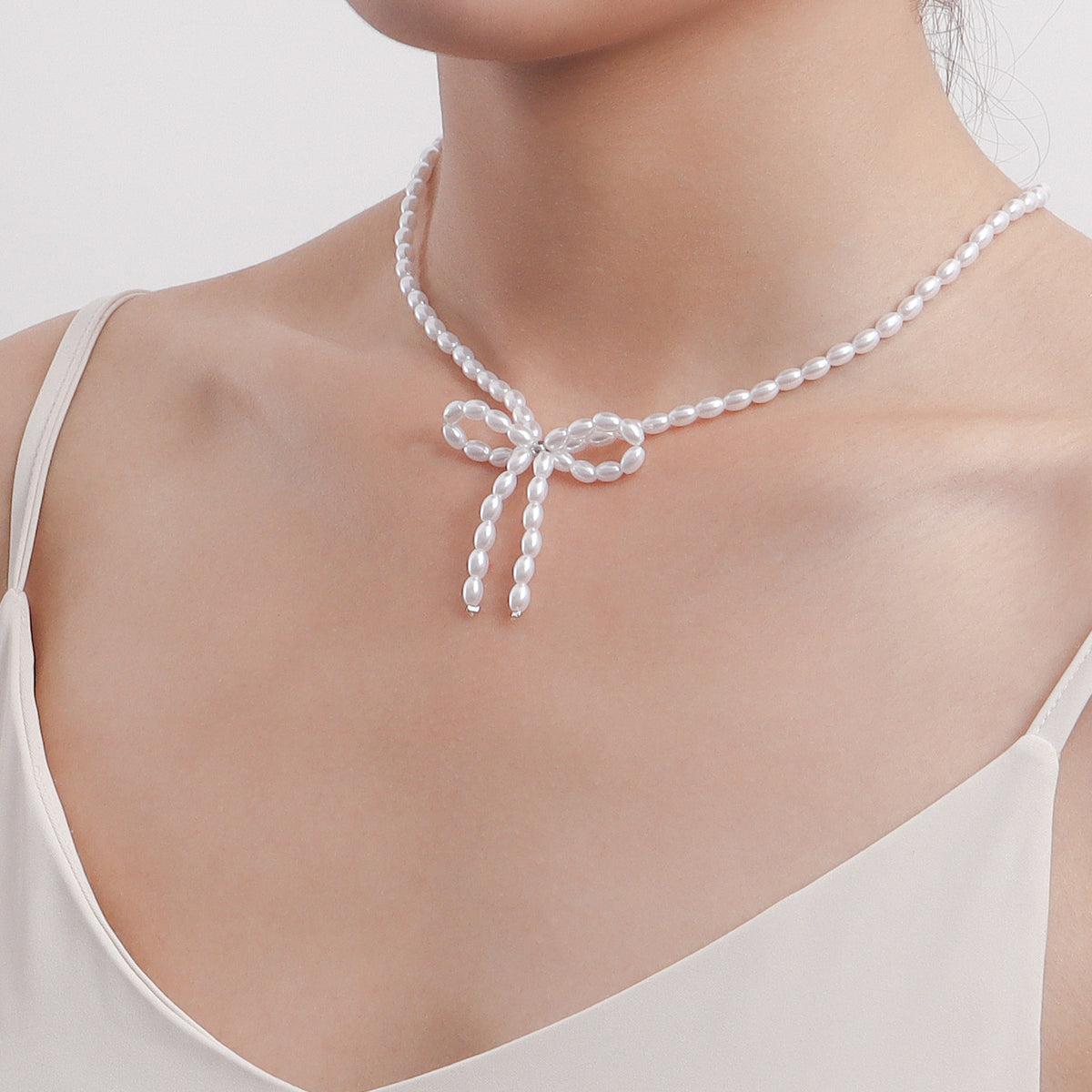 Pearl Bow Choker Necklace - view 2